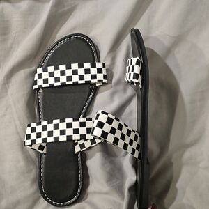 Amazon Black and White Checkered Sandals